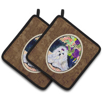 "Caroline's Treasures Maltese Pair of Pot Holders SS8287PTHD, 7.5HX7.5W, Multicolor"