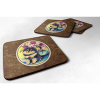 "Caroline's Treasures SS8290FC Pomeranian Foam Coasters (Set of 4), 3.5"" H x 3.5"" W, Multicolor"