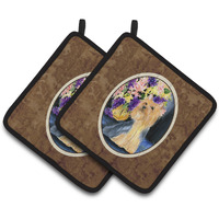 "Caroline's Treasures Silky Terrier Pair of Pot Holders SS8293PTHD, 7.5HX7.5W, Multicolor"