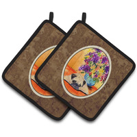 "Caroline's Treasures Pug Pair of Pot Holders SS8294PTHD, 7.5HX7.5W, Multicolor"