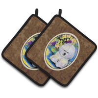 "Caroline's Treasures Bichon Frise Pair of Pot Holders SS8295PTHD, 7.5HX7.5W, Multicolor"