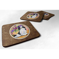"Caroline's Treasures SS8299FC Japanese Chin Foam Coasters (Set of 4), 3.5"" H x 3.5"" W, Multicolor"