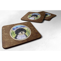 "Caroline's Treasures SS8303FC Portuguese Water Dog Foam Coasters (Set of 4), 3.5"" H x 3.5"" W, Multicolor"