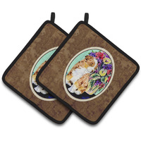 "Caroline's Treasures Australian Shepherd Pair of Pot Holders SS8312PTHD, 7.5HX7.5W, Multicolor"
