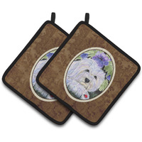 "Caroline's Treasures Coton De Tulear Pair of Pot Holders SS8349PTHD, 7.5HX7.5W, Multicolor"