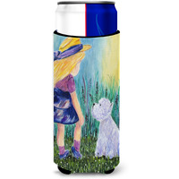 Little Girl with Westie Ultra Beverage Insulators for slim cans SS8351MUK
