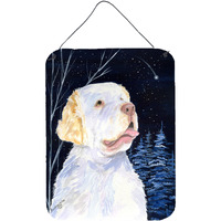 "Caroline's Treasures Starry Night Clumber Spaniel Aluminium Metal Wall or Door Hanging Prints, 16"" x 12"", Multicolor"