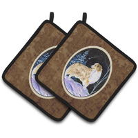 "Caroline's Treasures Starry Night Australian Shepherd Pair of Pot Holders SS8359PTHD, 7.5HX7.5W, Multicolor"