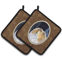 "Caroline's Treasures Starry Night Collie Pair of Pot Holders SS8360PTHD, 7.5HX7.5W, Multicolor"