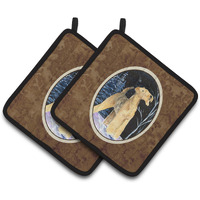 "Caroline's Treasures Starry Night Airedale Pair of Pot Holders SS8361PTHD, 7.5HX7.5W, Multicolor"