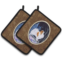 "Caroline's Treasures Starry Night Japanese Chin Pair of Pot Holders SS8363PTHD, 7.5HX7.5W, Multicolor"