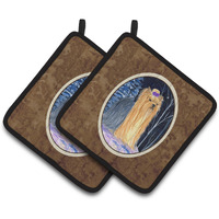 "Caroline's Treasures Starry Night Yorkie Pair of Pot Holders SS8365PTHD, 7.5HX7.5W, Multicolor"