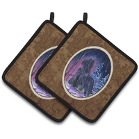"Caroline's Treasures Starry Night Briard Pair of Pot Holders SS8366PTHD, 7.5HX7.5W, Multicolor"