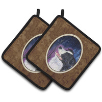 "Caroline's Treasures Starry Night Border Collie Pair of Pot Holders SS8369PTHD, 7.5HX7.5W, Multicolor"