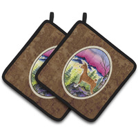 "Caroline's Treasures Basenji Pair of Pot Holders SS8371PTHD, 7.5HX7.5W, Multicolor"