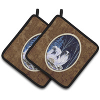"Caroline's Treasures Starry Night Japanese Chin Pair of Pot Holders SS8374PTHD, 7.5HX7.5W, Multicolor"