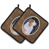 "Caroline's Treasures Starry Night Australian Shepherd Pair of Pot Holders SS8375PTHD, 7.5HX7.5W, Multicolor"