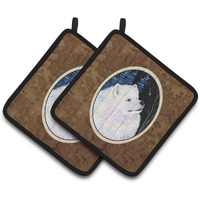 "Caroline's Treasures Starry Night Samoyed Pair of Pot Holders SS8376PTHD, 7.5HX7.5W, Multicolor"