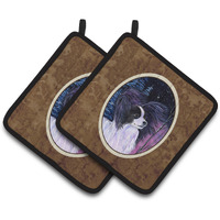 "Caroline's Treasures Starry Night Papillon Pair of Pot Holders SS8377PTHD, 7.5HX7.5W, Multicolor"