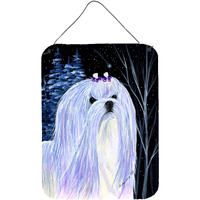 "Caroline's Treasures SS8378DS1216 Starry Night Maltese Aluminium Metal Wall or Door Hanging Prints, 16"" x 12"", Multicolor"