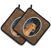 "Caroline's Treasures Starry Night Dachshund Pair of Pot Holders SS8379PTHD, 7.5HX7.5W, Multicolor"