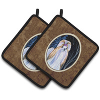 "Caroline's Treasures Starry Night Shih Tzu Pair of Pot Holders SS8381PTHD, 7.5HX7.5W, Multicolor"