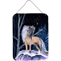 "Caroline's Treasures Starry Night Chinese Crested Aluminium Metal Wall or Door Hanging Prints, 16"" x 12"", Multicolor"