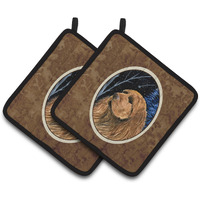 "Caroline's Treasures Starry Night Sussex Spaniel Pair of Pot Holders SS8391PTHD, 7.5HX7.5W, Multicolor"