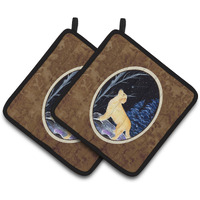 "Caroline's Treasures Starry Night Golden Retriever Pair of Pot Holders SS8392PTHD, 7.5HX7.5W, Multicolor"