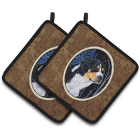 "Caroline's Treasures Starry Night Bernese Mountain Dog Pair of Pot Holders SS8393PTHD, 7.5HX7.5W, Multicolor"