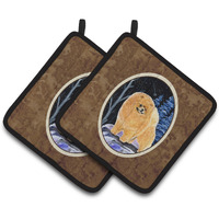 "Caroline's Treasures Starry Night Pomeranian Pair of Pot Holders SS8396PTHD, 7.5HX7.5W, Multicolor"