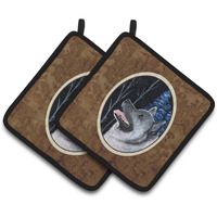 "Caroline's Treasures Starry Night Norwegian Elkhound Pair of Pot Holders SS8398PTHD, 7.5HX7.5W, Multicolor"