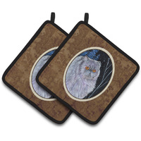 "Caroline's Treasures Starry Night Cat - Persian Pair of Pot Holders SS8402PTHD, 7.5HX7.5W, Multicolor"