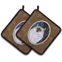 "Caroline's Treasures Starry Night Cat - Birman Pair of Pot Holders SS8403PTHD, 7.5HX7.5W, Multicolor"