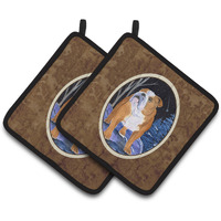 "Caroline's Treasures Starry Night English Bulldog Pair of Pot Holders SS8405PTHD, 7.5HX7.5W, Multicolor"