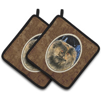"Caroline's Treasures Starry Night Cat - Persian Pair of Pot Holders SS8408PTHD, 7.5HX7.5W, Multicolor"