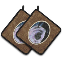 "Caroline's Treasures SS8412PTHD Starry Night Keeshond Pot Holders (1 Pair), 7.5"" x 7.5"", Multicolor"