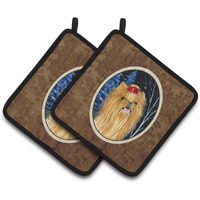 "Caroline's Treasures Starry Night Yorkie Pair of Pot Holders SS8413PTHD, 7.5HX7.5W, Multicolor"