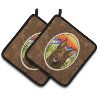 "Caroline's Treasures Australian Kelpie Pair of Pot Holders SS8422PTHD, 7.5HX7.5W, Multicolor"