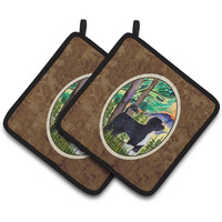 "Caroline's Treasures Portuguese Water Dog Pair of Pot Holders SS8429PTHD, 7.5HX7.5W, Multicolor"
