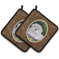 "Caroline's Treasures Coton De Tulear Pair of Pot Holders SS8430PTHD, 7.5HX7.5W, Multicolor"