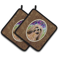 "Caroline's Treasures Lhasa Apso Pair of Pot Holders SS8436PTHD, 7.5HX7.5W, Multicolor"