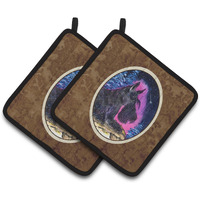 "Caroline's Treasures Starry Night Scottish Terrier Pair of Pot Holders SS8442PTHD, 7.5HX7.5W, Multicolor"