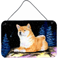 "Caroline's Treasures Starry Night Shiba Inu Indoor Aluminum Metal Wall or Door Hanging Prints, 8 x 12"", Multicolor"