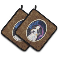 "Caroline's Treasures Starry Night Bernese Mountain Dog Pair of Pot Holders SS8446PTHD, 7.5HX7.5W, Multicolor"