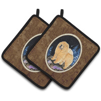 "Caroline's Treasures Starry Night Chow Pair of Pot Holders SS8454PTHD, 7.5HX7.5W, Multicolor"