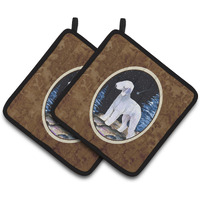 "Caroline's Treasures Starry Night Bedlington Terrier Pair of Pot Holders SS8455PTHD, 7.5HX7.5W, Multicolor"