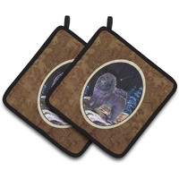 "Caroline's Treasures Starry Night Chow Pair of Pot Holders SS8456PTHD, 7.5HX7.5W, Multicolor"