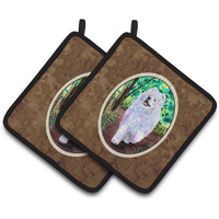"Caroline's Treasures Samoyed Pair of Pot Holders SS8458PTHD, 7.5HX7.5W, Multicolor"