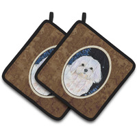 "Caroline's Treasures Starry Night Maltese Pair of Pot Holders SS8460PTHD, 7.5HX7.5W, Multicolor"